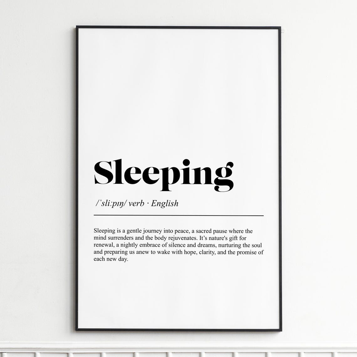 Sleeping Word Definition Dictionary Style Restful Art Poster