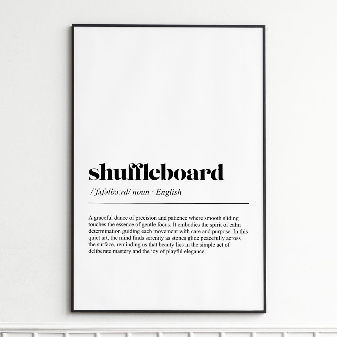 Shuffleboard Definition Minimalist Dictionary Typography Game Poster