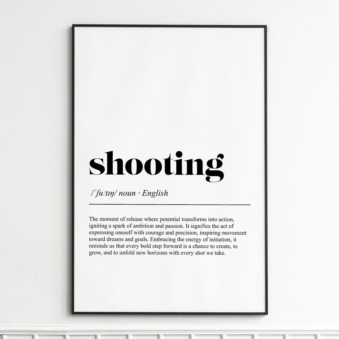 Shooting Definition Poster Dictionary Typography Minimalist Wall Decor