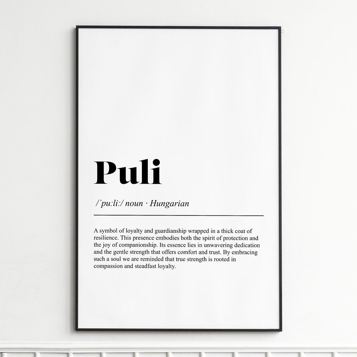 Puli Hungarian Dog Breed Definition Minimalist Typography Poster