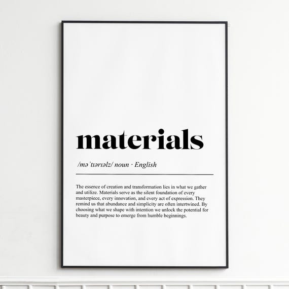 Materials Definition Print Elegant Typography Wall Art Modern Home Decor Inspirational Quote Poster For Living Room