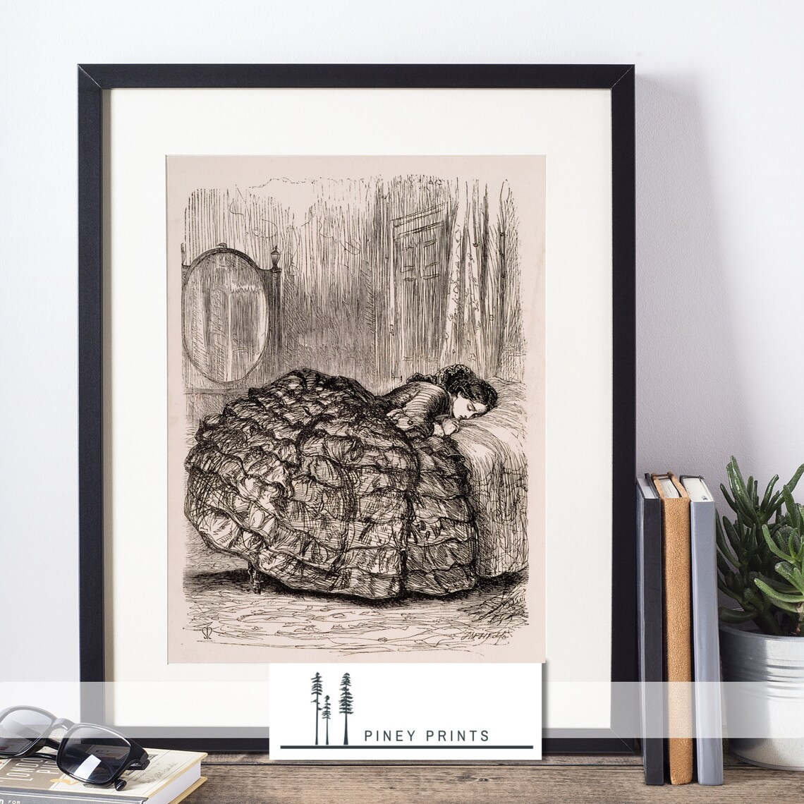Victorian Woman Sleeping Vintage Engraving 19th Century Art Poster - Image 4