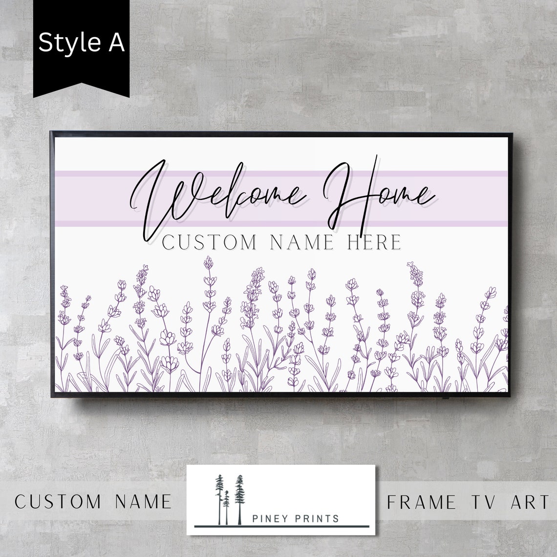 Personalized Welcome Home Lavender Botanical Family TV Art Poster - Image 4