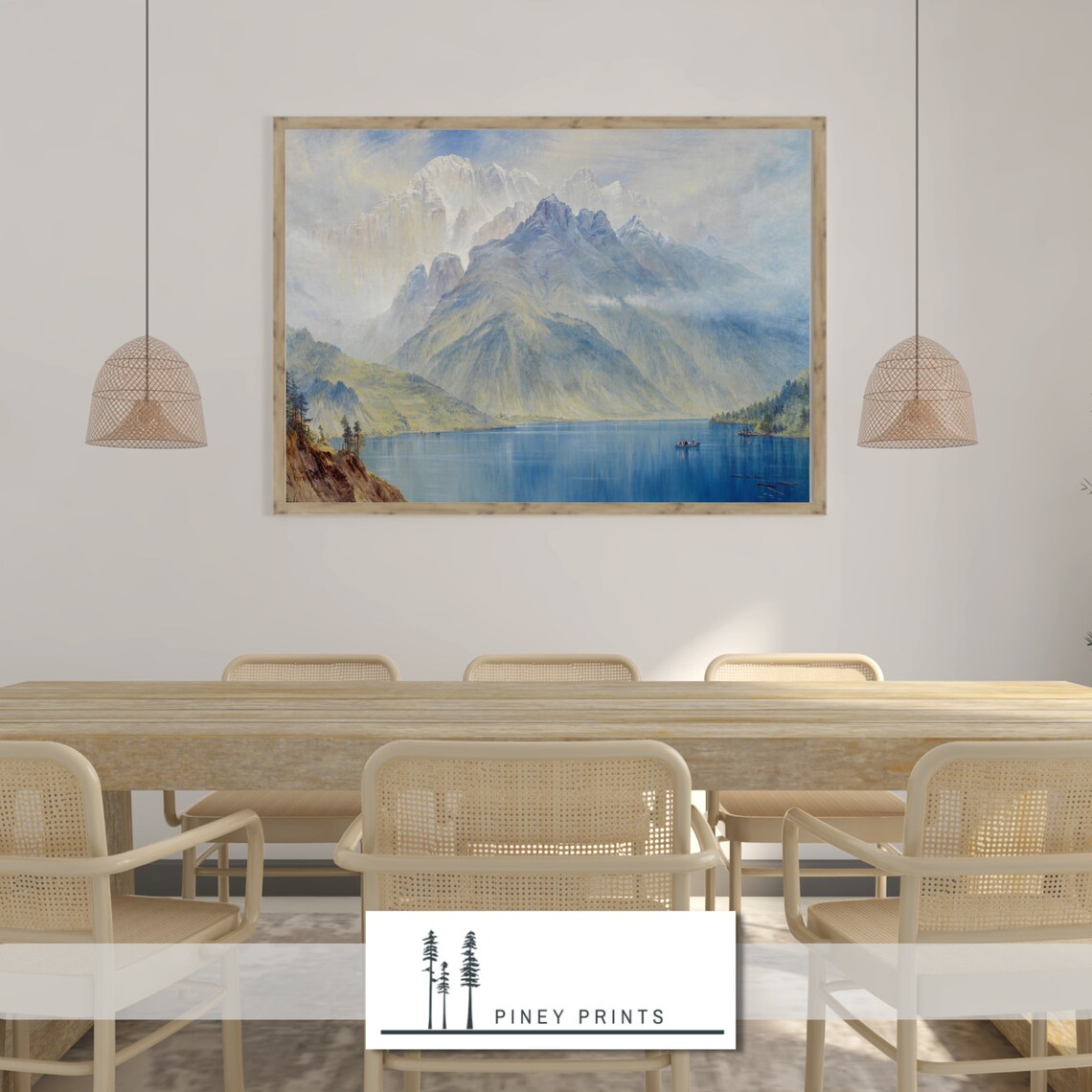 Mount Civetta Vintage Mountain Lake Landscape Painting Italy Poster - Image 4