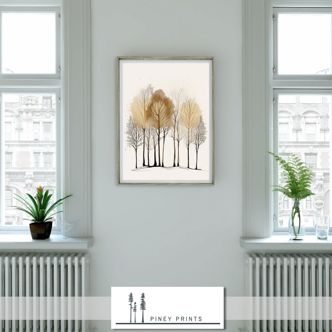 Piney Tree Grove Modern Neutral Nature Wall Art Art Gallery Wall Decor Minimalist Art For Home And Office Instant