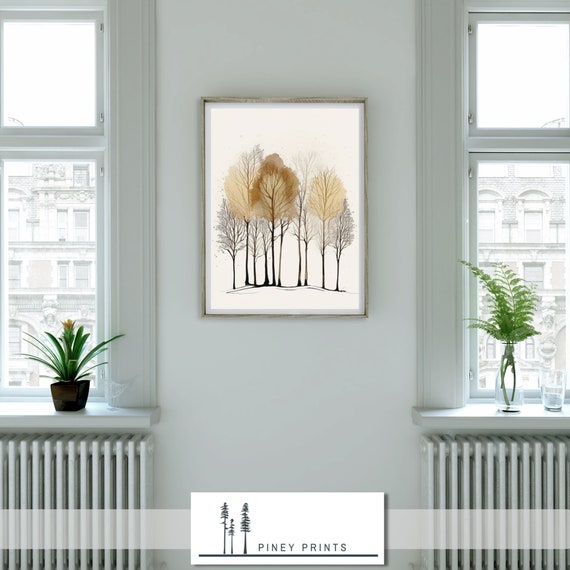 Piney Tree Grove Modern Neutral Nature Wall Art Art Gallery Wall Decor Minimalist Art For Home And Office Instant