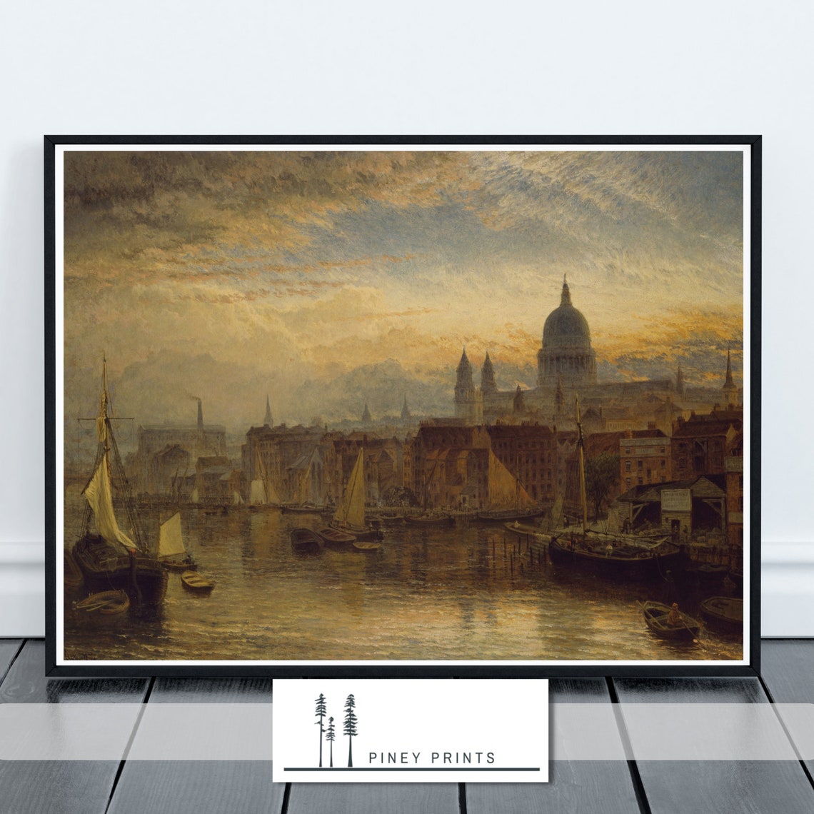 St Pauls Cathedral Vintage London Thames Sunset Cityscape Poster