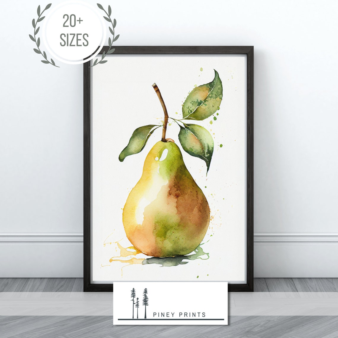 Watercolor Pear Single Fruit Botanical Kitchen Minimalist Wall Poster - Image 3