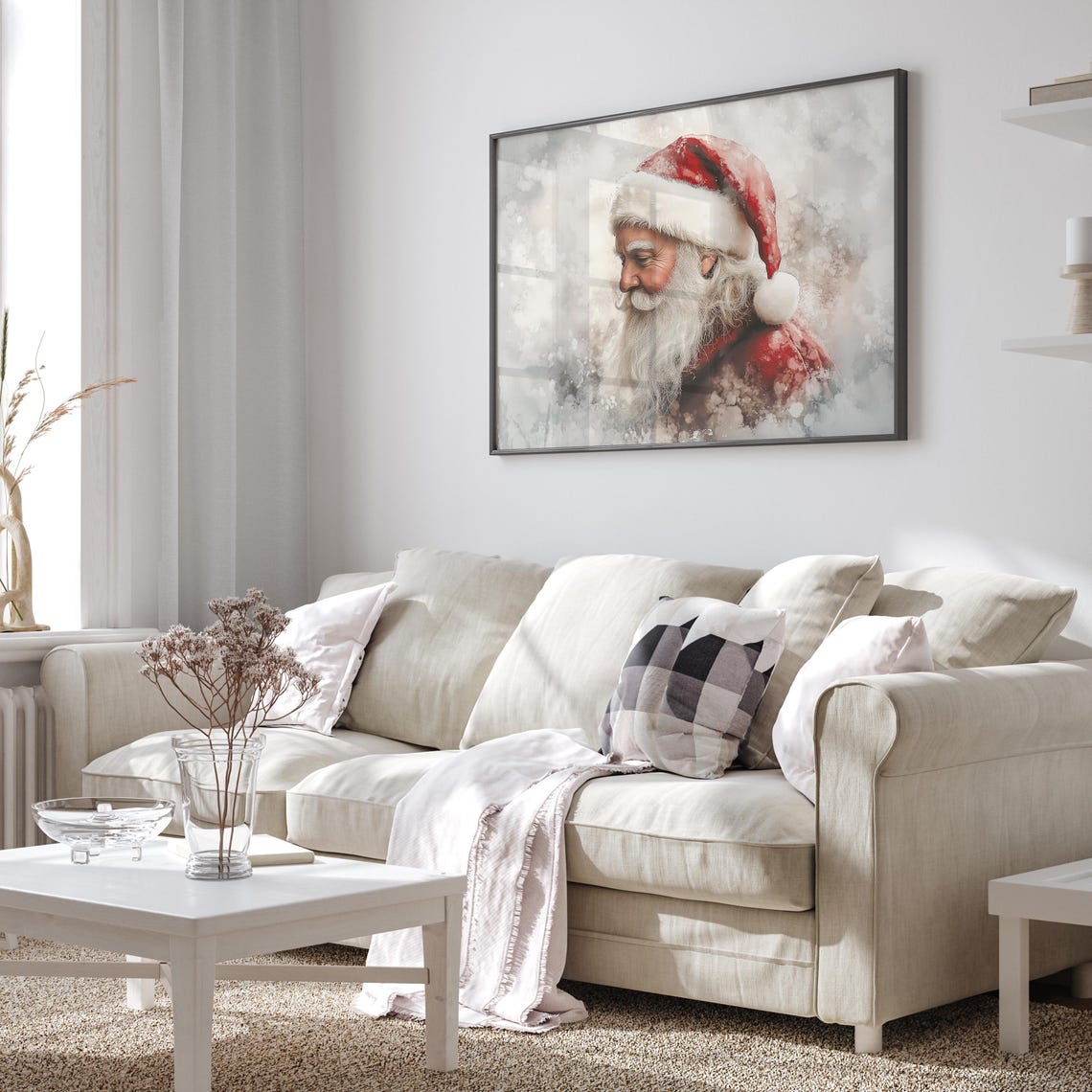 Santa Claus Christmas Wall Art Vintage Winter Print Farmhouse Christmas Decor Xmas Wall Art Holiday Oil Painting Holiday Decor - Image 2