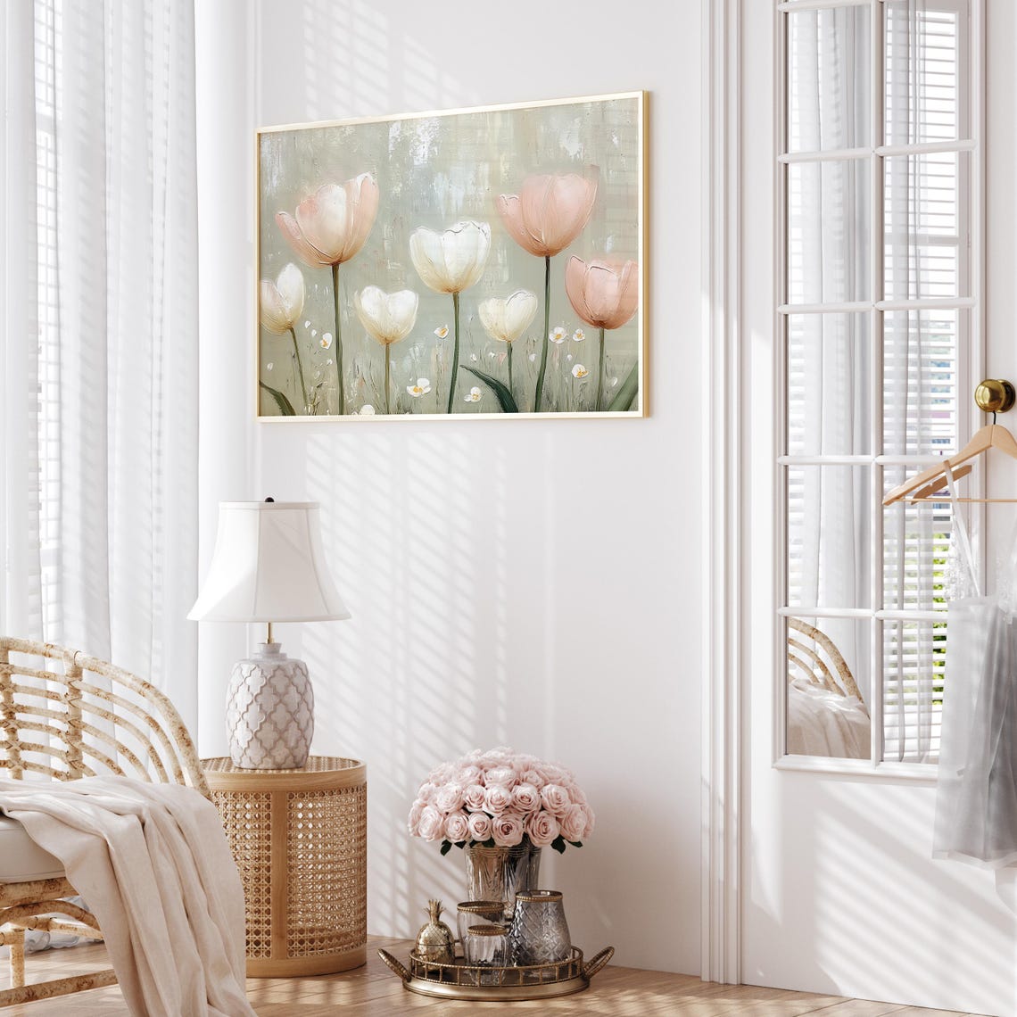 Blush Pink Tulips Spring Floral Vintage Botanical Art Poster - Image 4