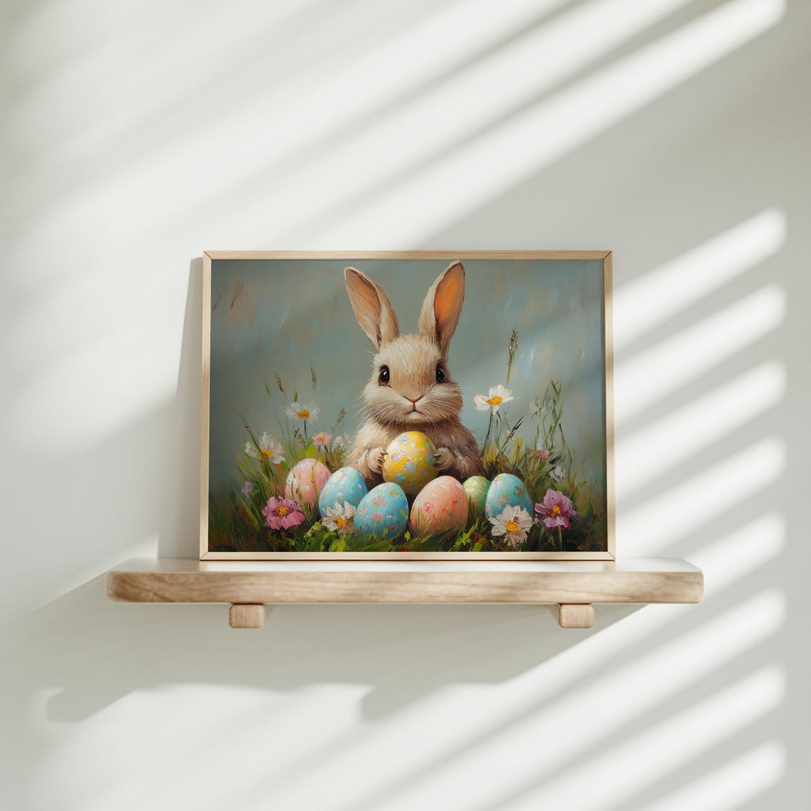 Bunny Surrounded By Painted Easter Eggs And Spring Wildflowers Poster - Image 3