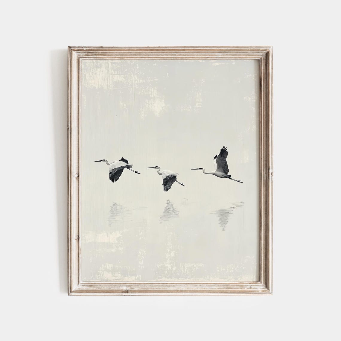 Minimalist Crane Art Print, Zen Nature Painting