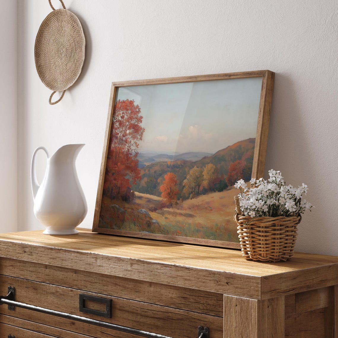 Rolling Autumn Hills Ablaze with Red and Orange Foliage Poster - Image 2