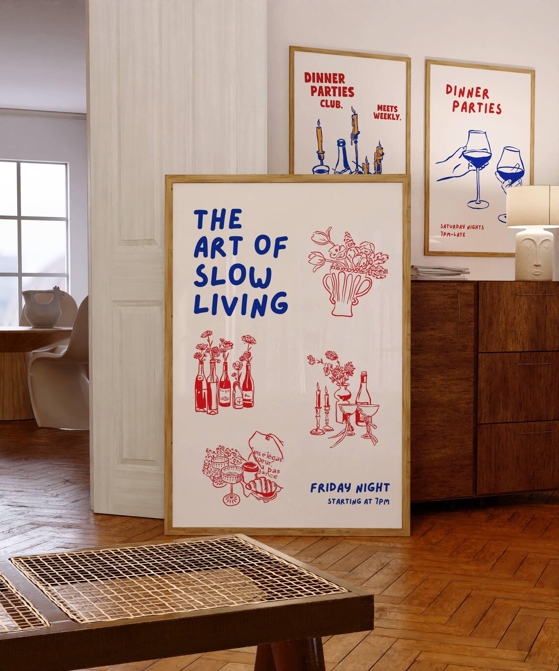 The Art of Slow Living Cozy Friday Night Floral Wine Art Poster - Image 5