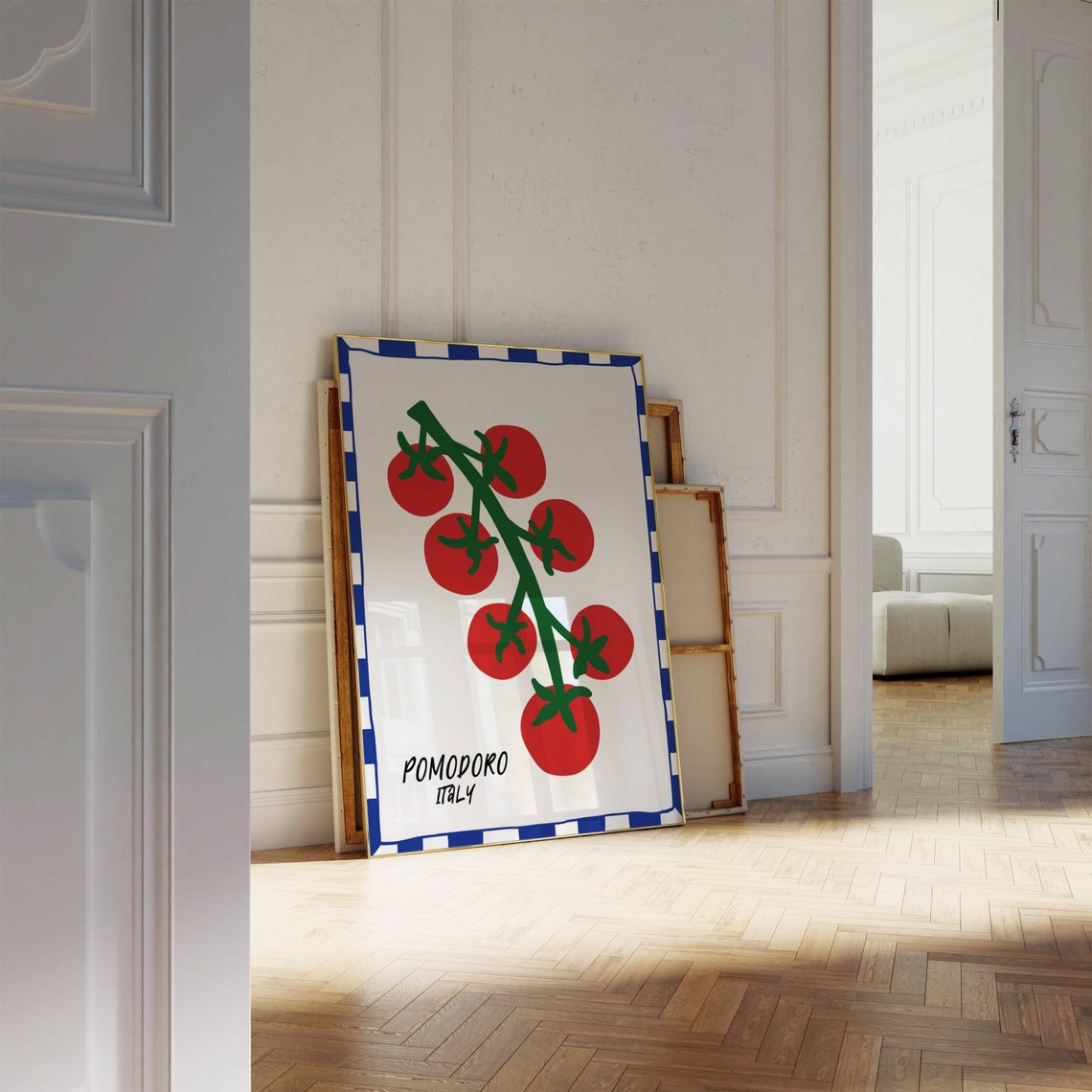 Pomodoro Italy Retro Tomato Vine Minimalist Kitchen Art Poster