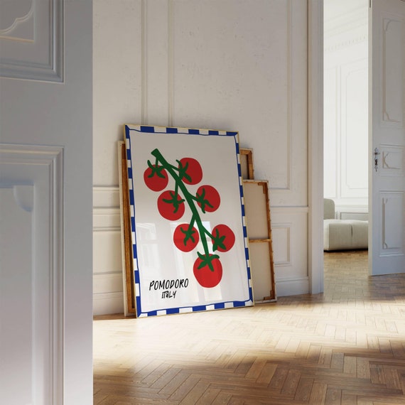 Retro Tomato Print Aesthetic Kitchen Decor Trendy Tomato Poster Trendy Vegetable Art Print Kitchen Wall Art Retro Chef Print