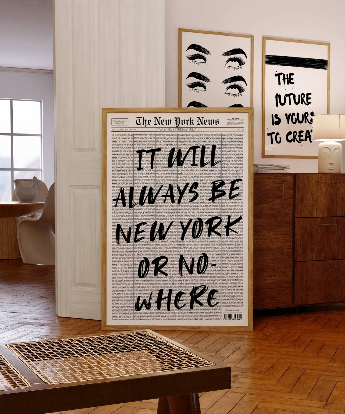 It Will Always Be New York or Nowhere Newspaper Headline Poster