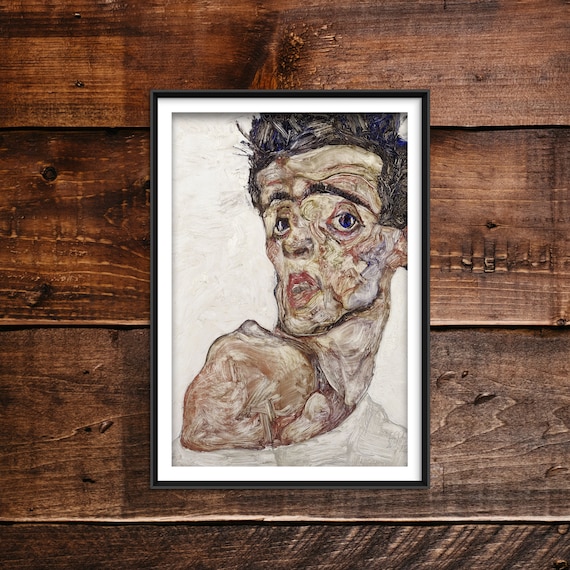 Egon Schiele Bare Shoulder Self Portrait 1912 Expressionist Poster