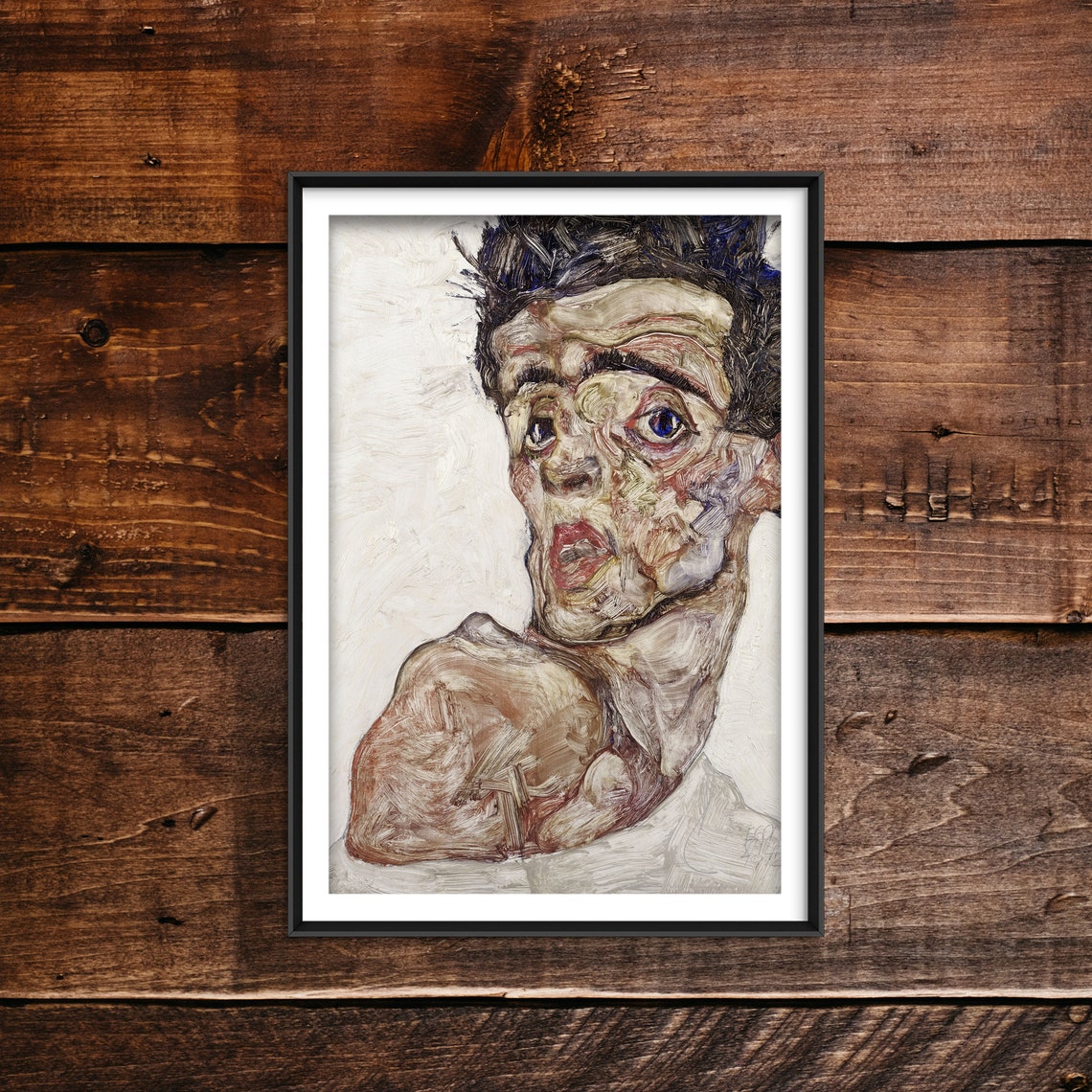 Egon Schiele Bare Shoulder Self Portrait 1912 Expressionist Poster