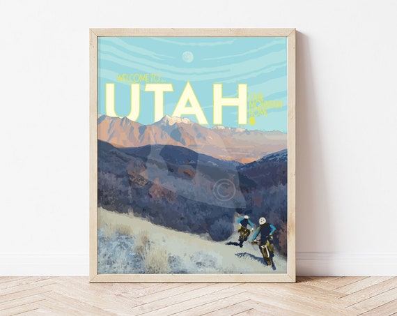 Utah Mountain Biking Vintage Style Travel Poster