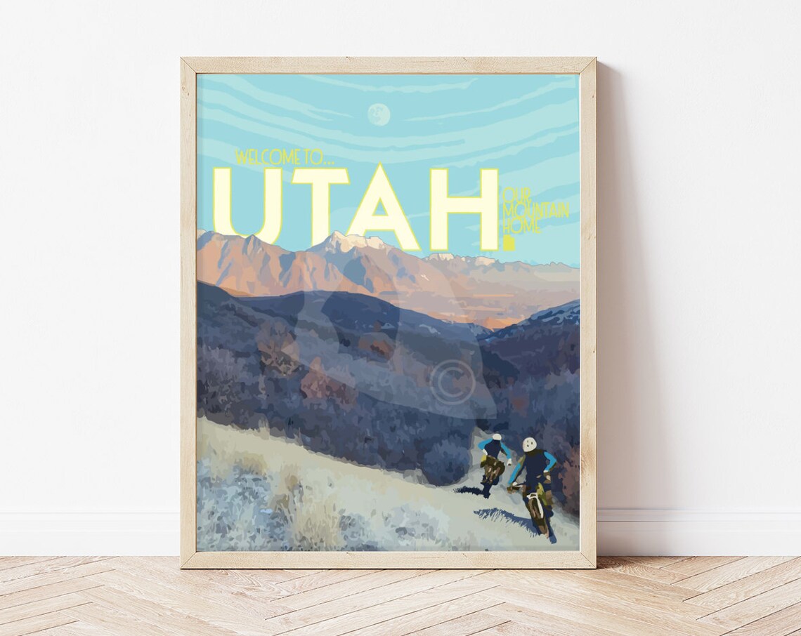 Utah Mountain Biking Vintage Style Travel Poster