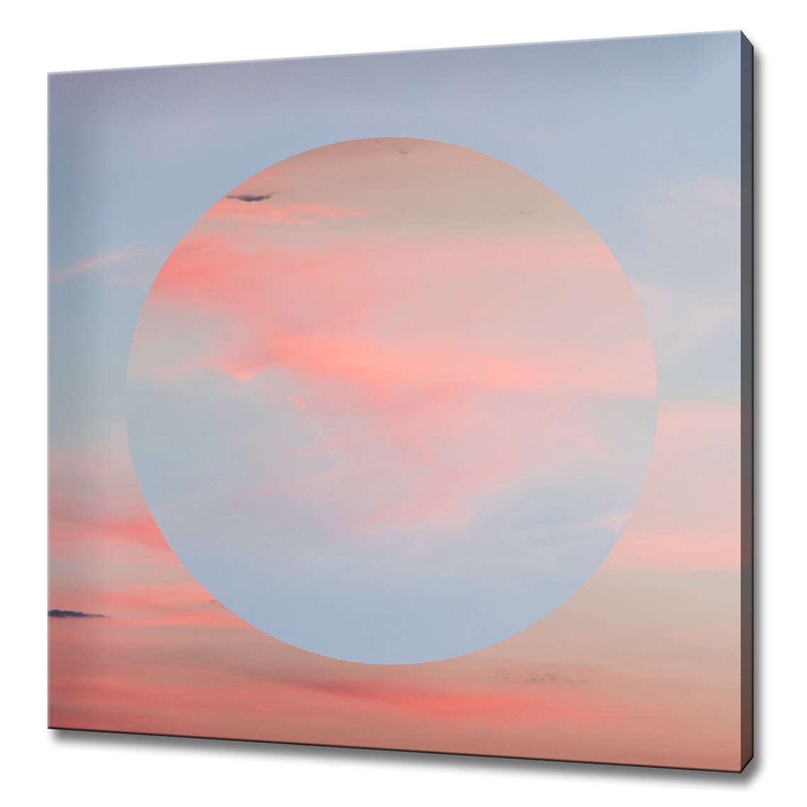 Pastel Sky Circle Minimalist Pink Blue Clouds Abstract Serene Wall Art