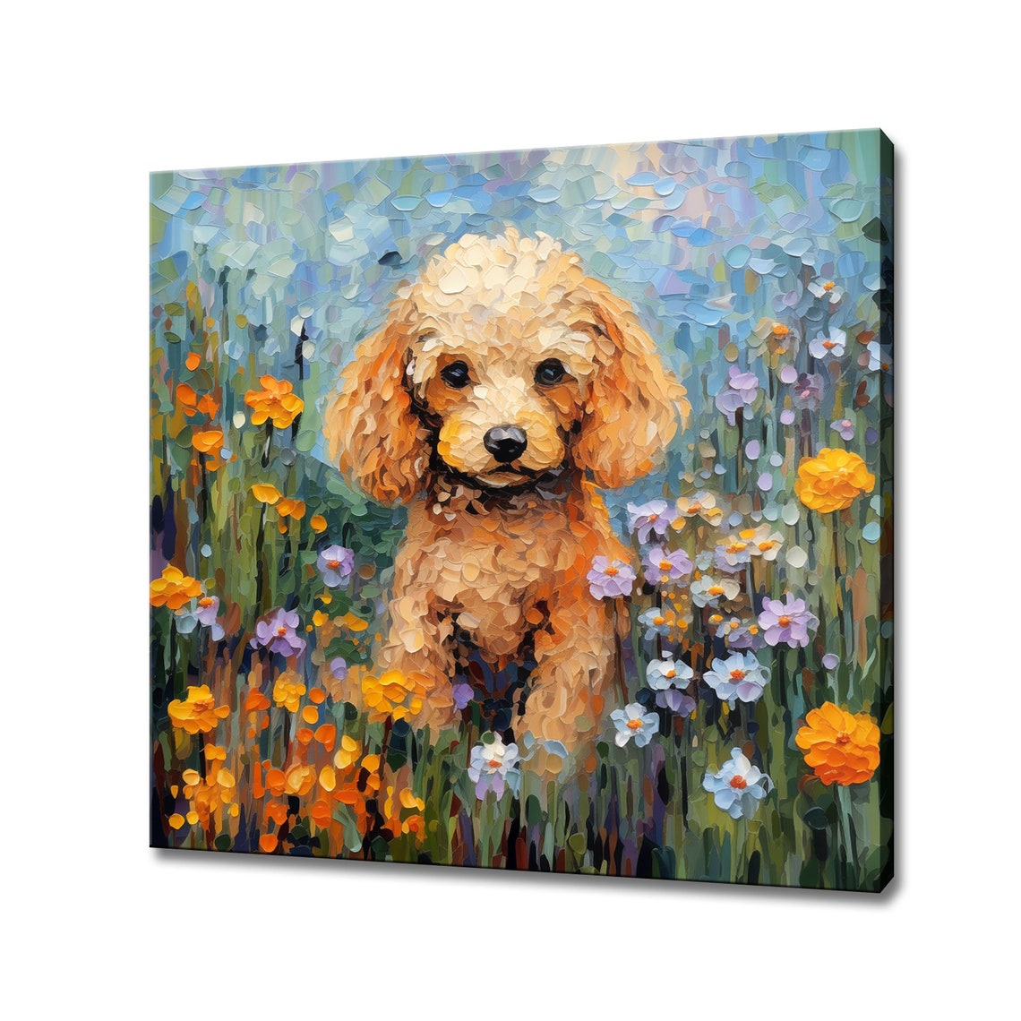 Cute Poodle Puppy Dog Animal Print Gift For Poodle Dog Lover Colourful Dog Portrait Painting Print Dog Pet Wall Art