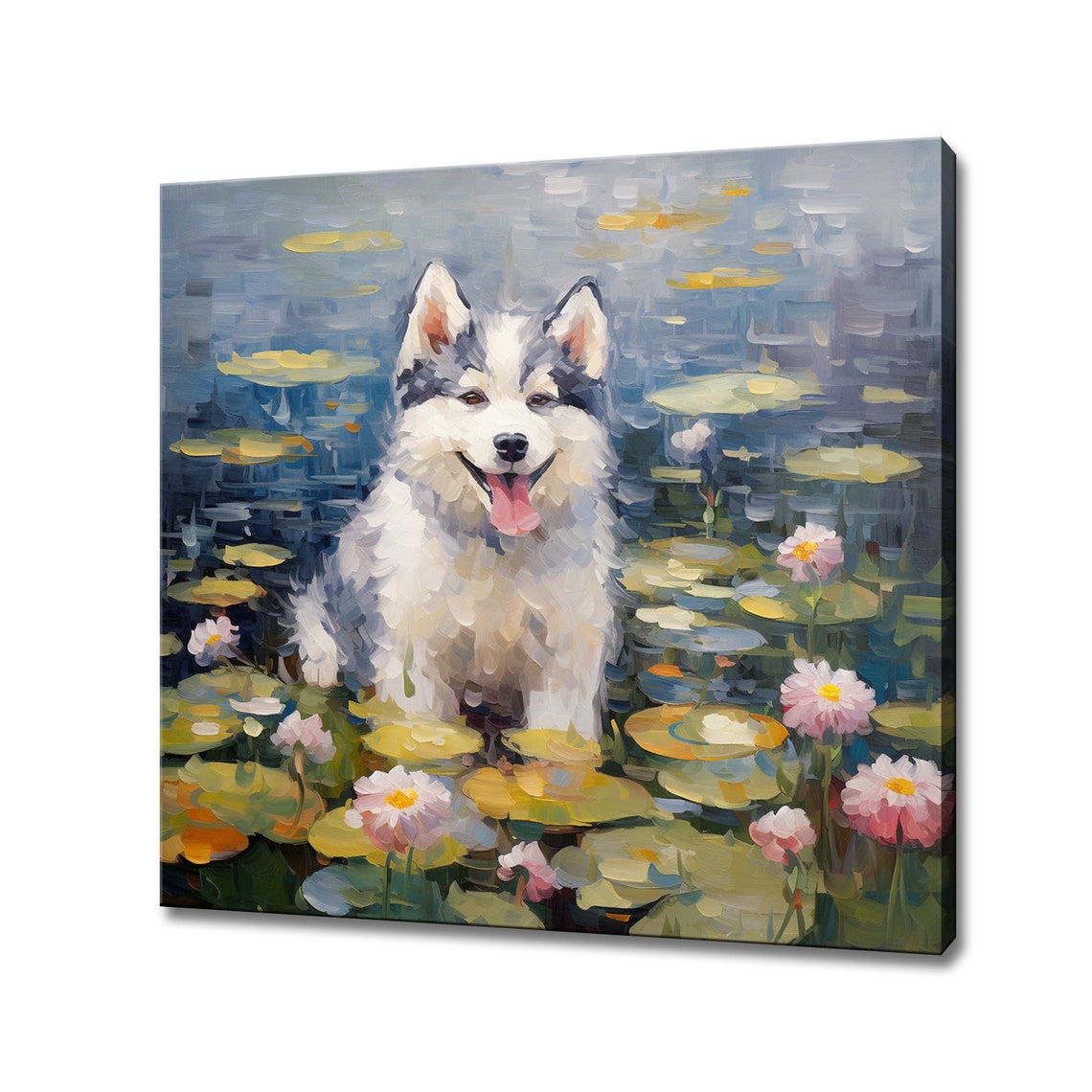 Cute Husky Dog Puppy Print Gift For Husky Dog Lover Colourful Dog Portrait Painting Print Husky Dog Pet Wall Art