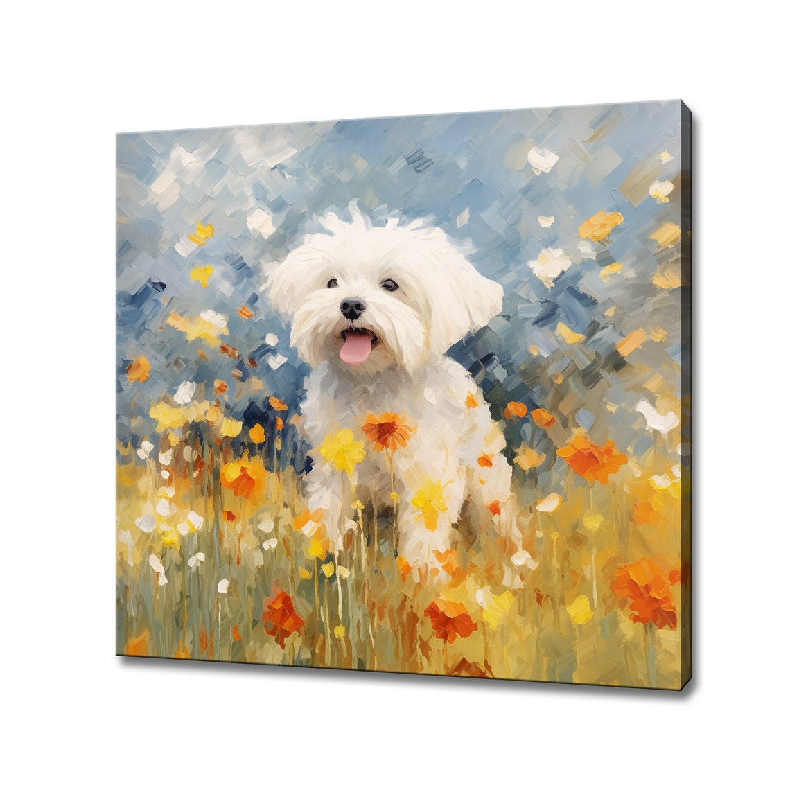 Cute Maltese Puppy Dog Animal Print Gift For Maltese Dog Lover Colourful Dog Portrait Painting Print Maltese Dog Wall Art