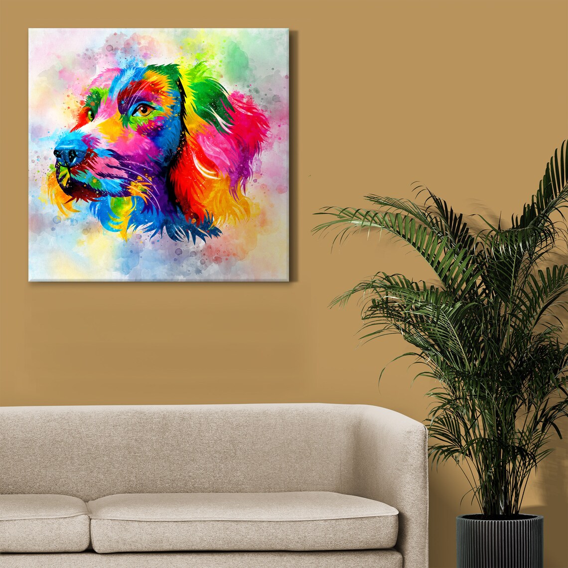Colourful Spaniel Dog Watercolor Wall Art Print - Image 4