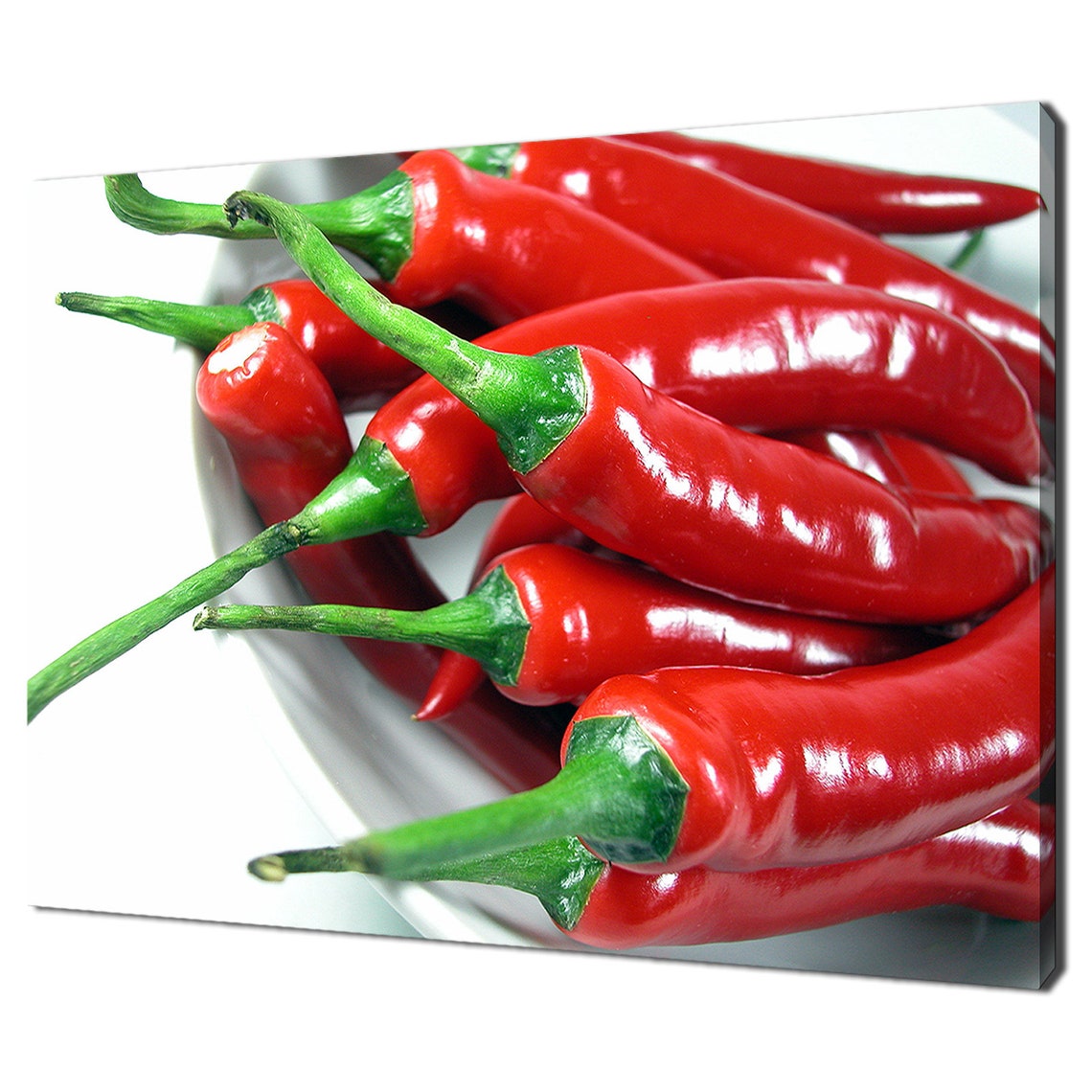 Fresh Red Chili Peppers Bowl Glossy Spicy Kitchen Wall Poster