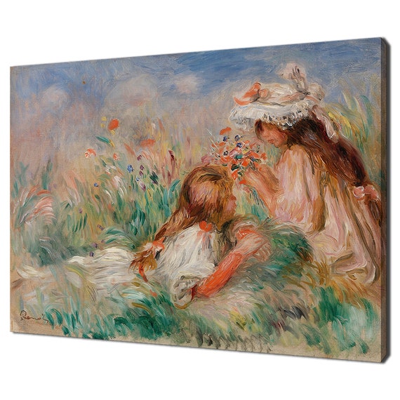 Renoir-Inspired Girls in the Grass Bouquet Art Print