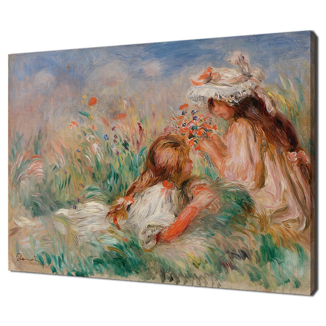 Renoir-Inspired Girls in the Grass Bouquet Art Print
