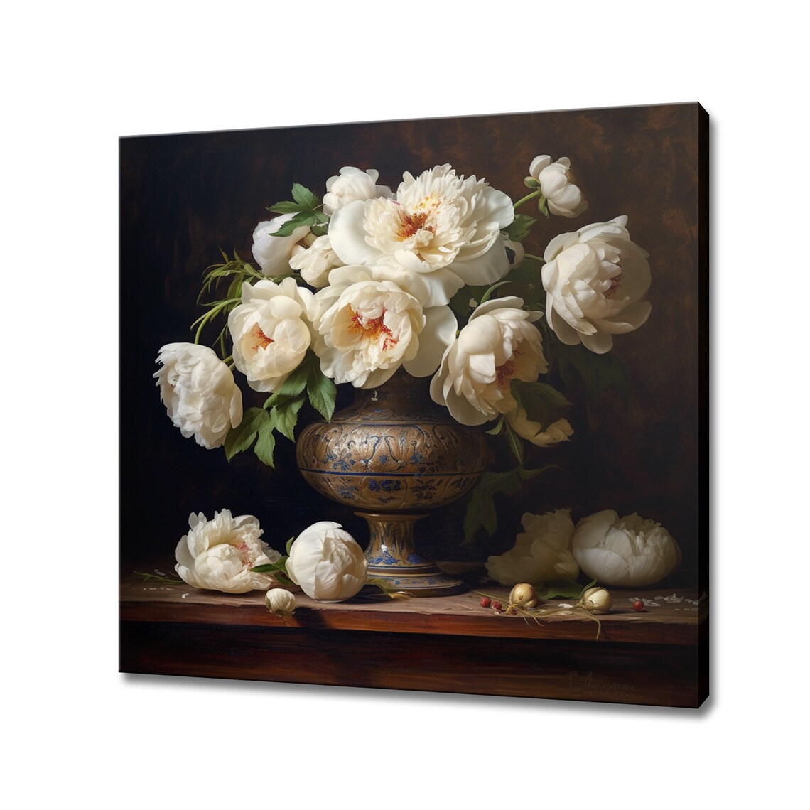 White Flowers Vintage Still Life Art Print, Floral