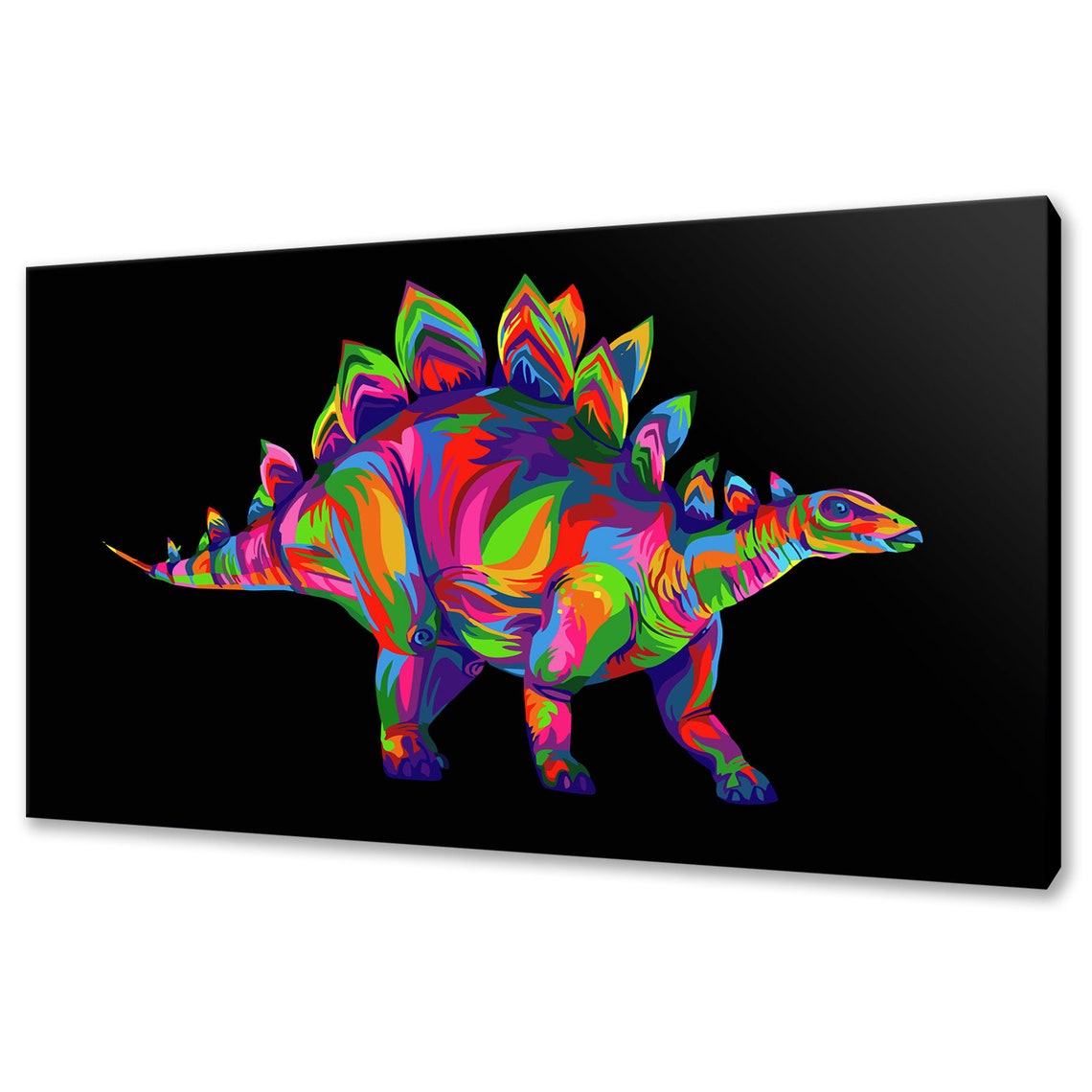 Stegosaurus Dinosaur Rainbow Colourful Modern Design Home Decor Print Wall Art Ready To Hang