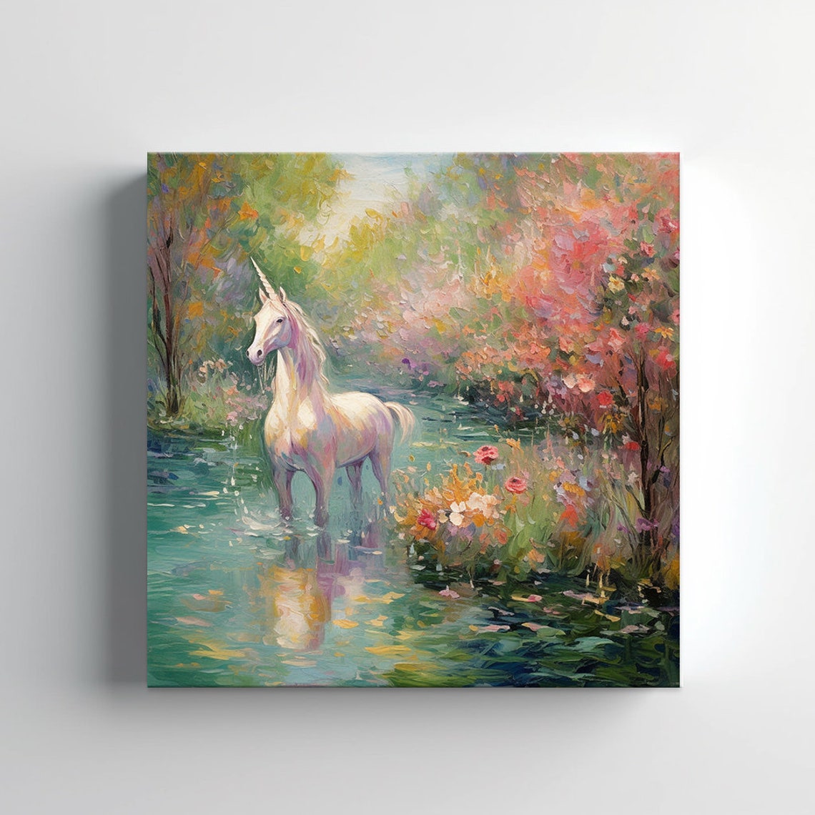 Stunning Unicorn In The Forest Animal Print Gift For Unicorn Lover Colourful Unicorn Portrait Painting Print Unicorn Kids Wall Art - Image 2
