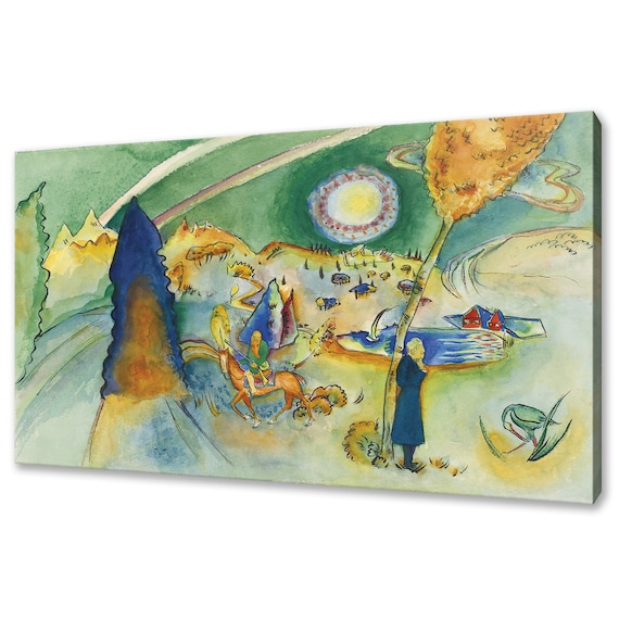 Wassily Kandinsky Dreamy Watercolor Landscape Rider Moon 1916 Art Print