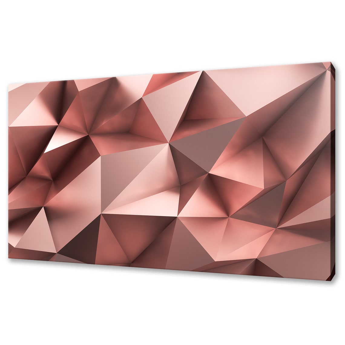 Rose Gold Polygonal Abstract Geometric 3D Facets Modern Decor Poster