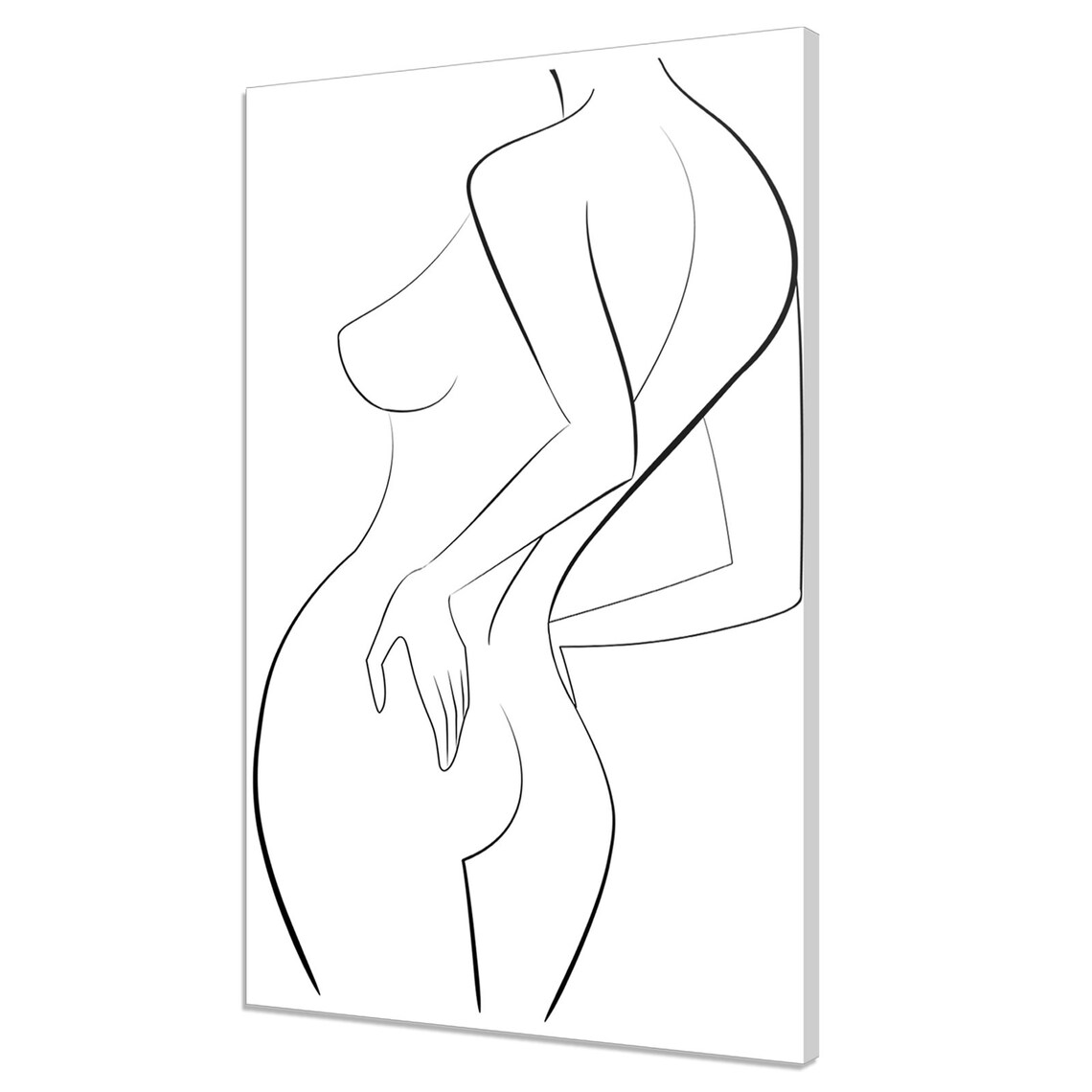 Minimalist Nude Female Figure Single Line Art Modern Black White Wall Print