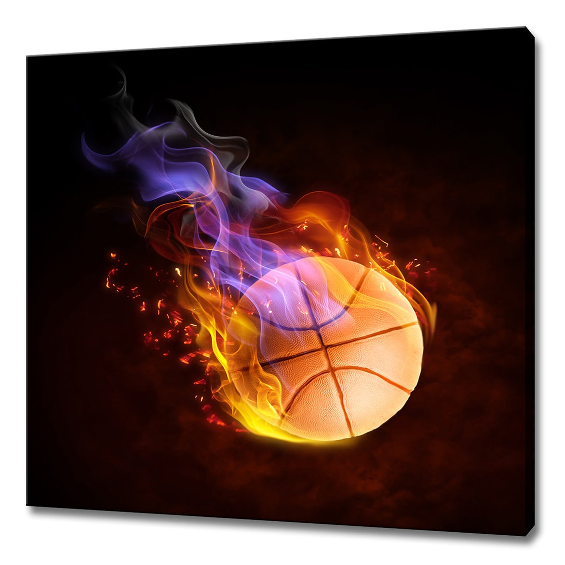 Burning Basketball On Fire Flames Sport Modern Design Home Decor Print Wall Art Picture