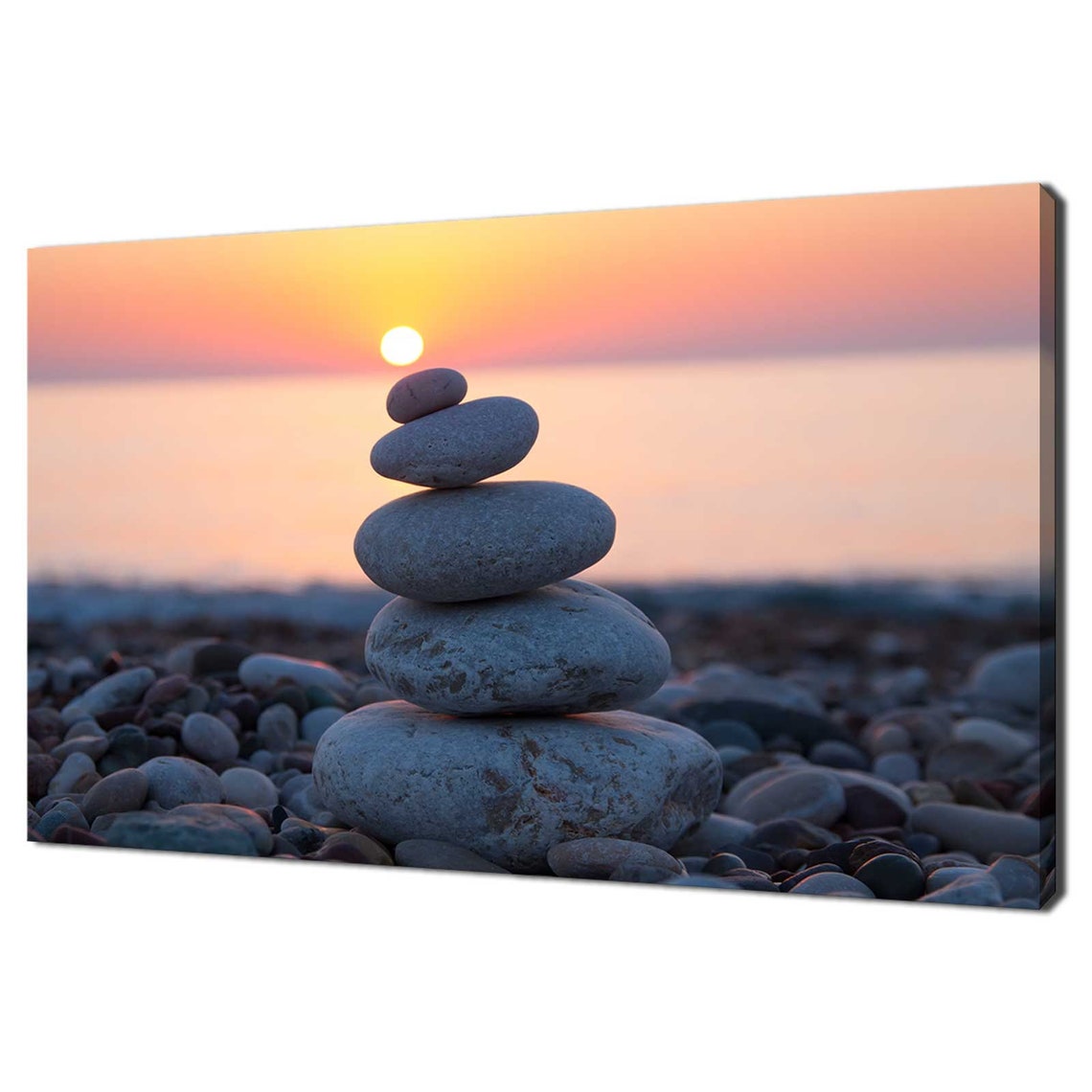 Sunset Over Stones Pyramid Zen Harmony Balance Sunset Modern Design Home Decor Print Wall Art Picture
