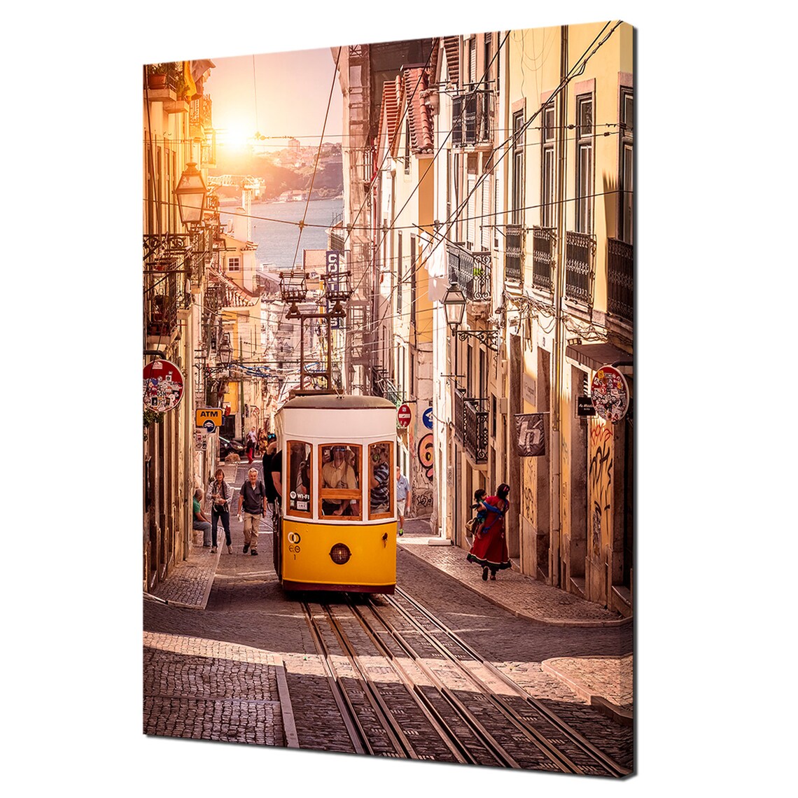 Portuguese Funicular Tram, Lisbon Modern Travel Poster