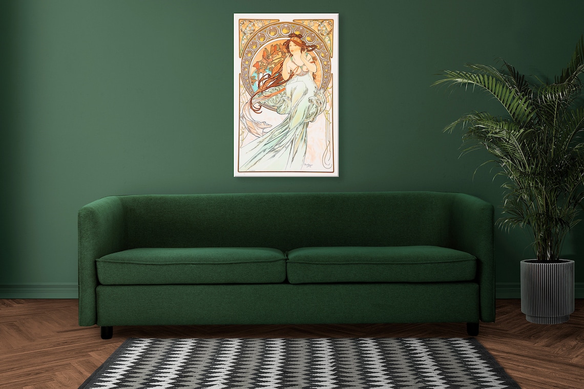 Alphonse Mucha Music Art Nouveau Redhead Woman Golden Arch Vintage Print - Image 2