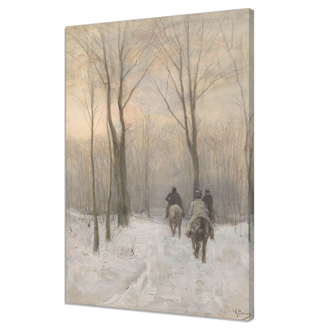 Horse Riders In The Snow In Hague Forest 1880 Victorian Print Wall Art Antique Fine Art Vintage Landscape Painting Art Print