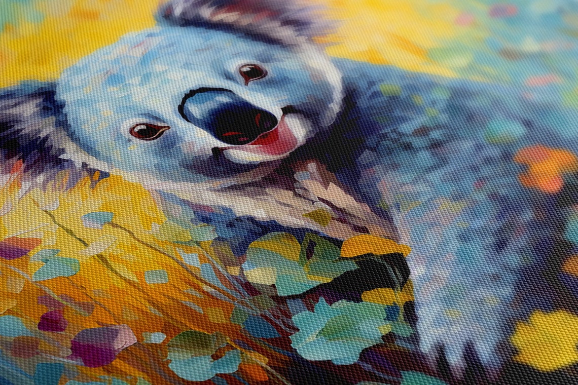 Happy Koala Colourful Wildflower Garden Impressionist Art Print - Image 4