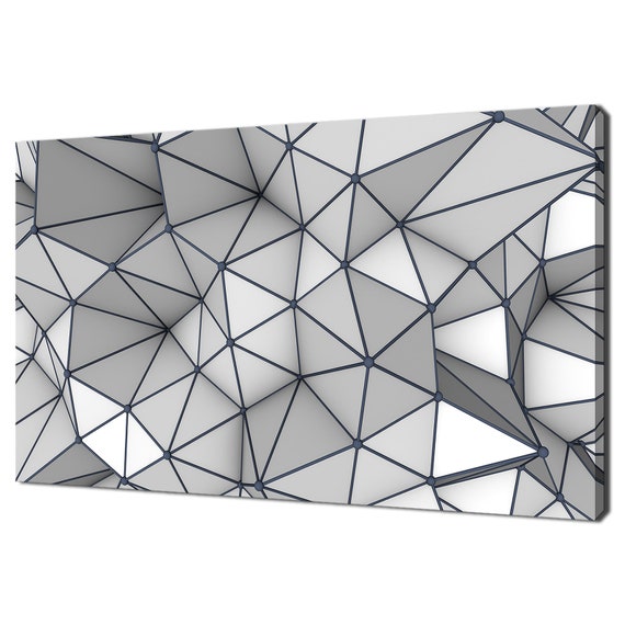 3d Grey Abstract Low Poly Geometric Triangles Modern Design Home Decor Print Wall Art Picture