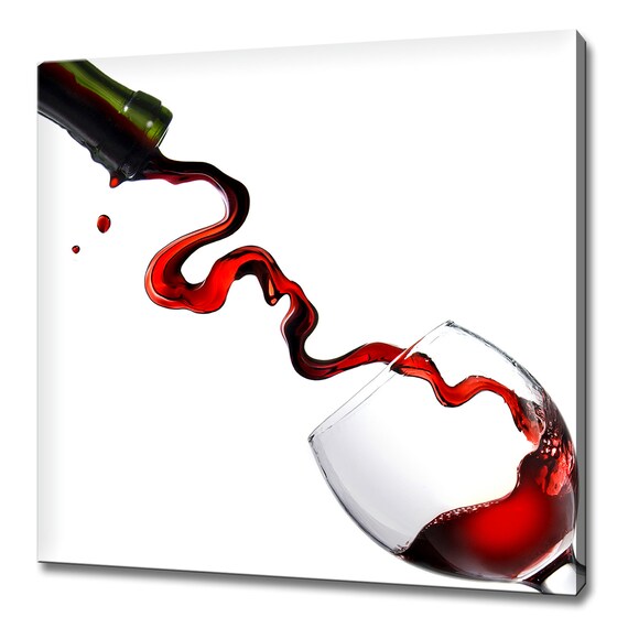 Red Wine Pouring In Ribbon Stream From Bottle To Glass White Art Wall Poster