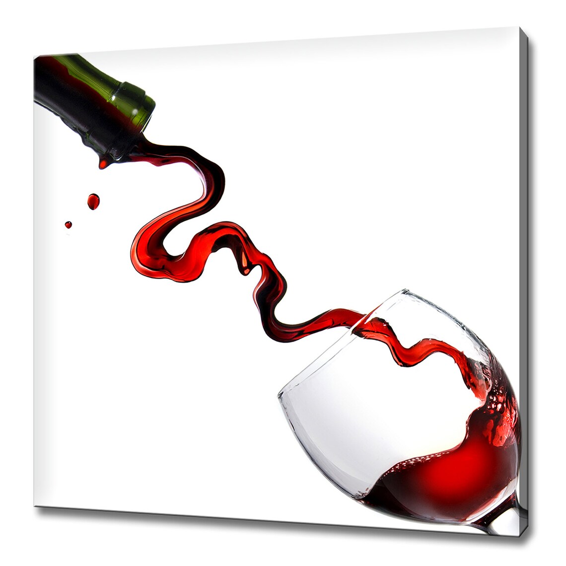 Red Wine Pouring In Ribbon Stream From Bottle To Glass White Art Wall Poster