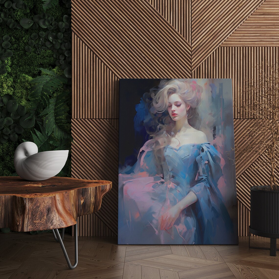 Elegant Lady in Blue Pink Pastel Victorian Gown Soft Beauty Poster - Image 4