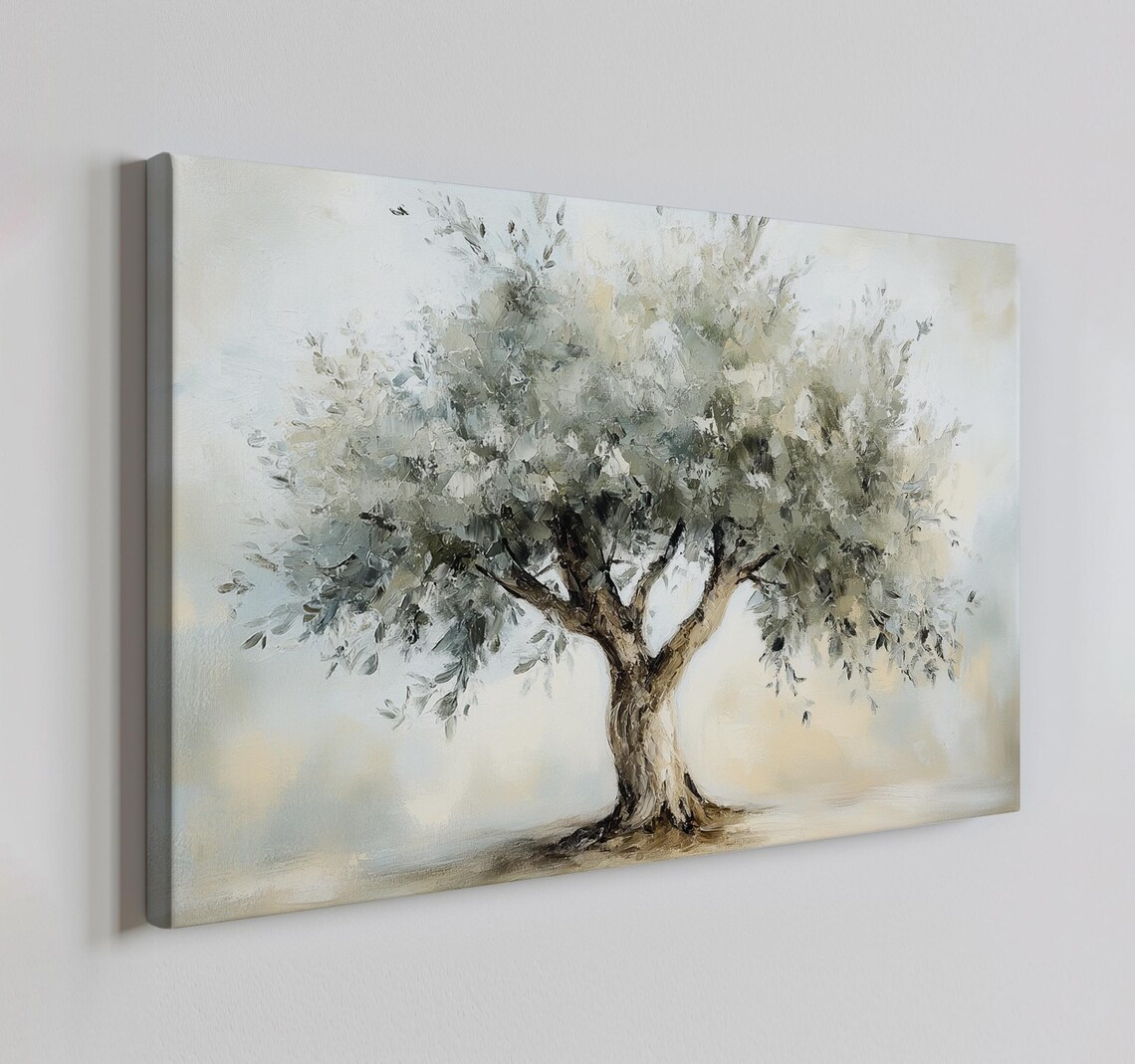 Sage Green Olive Tree Vintage Art Print, Farmhouse Decor